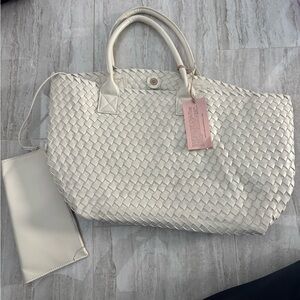 White/Cream Woven Tote Bag